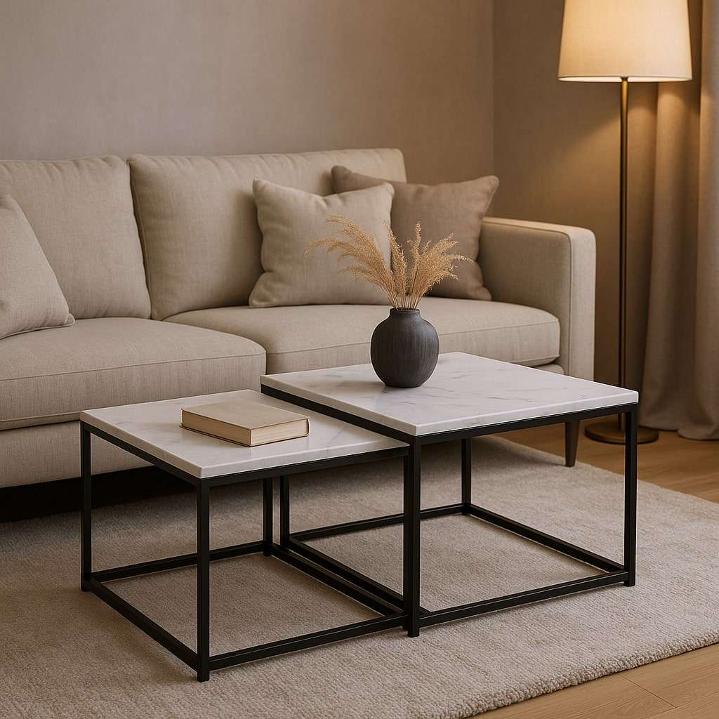 KENO Side Table Set of 2 Marble by Stella Trading - Germany